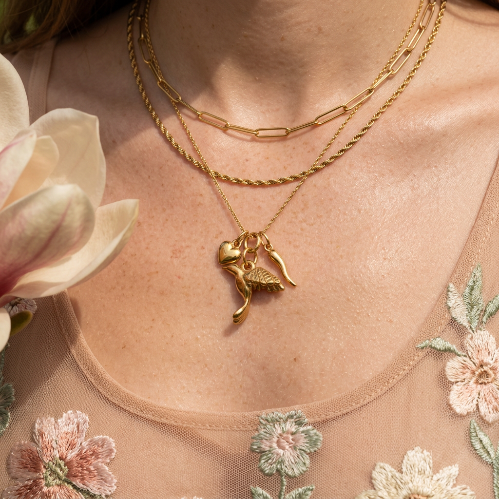 Laevia Golden Bird Pendant Charm