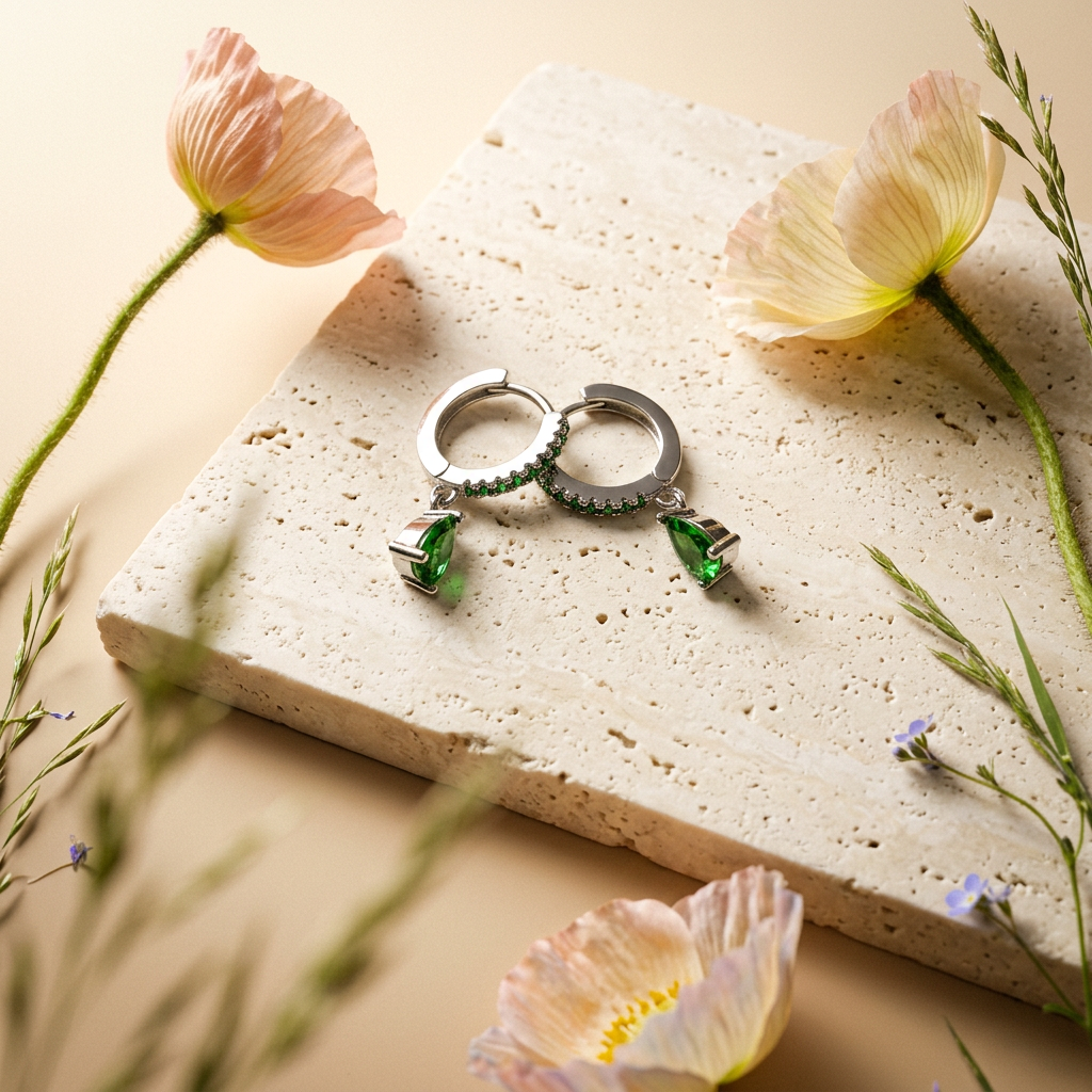 Giolia Silver Pear Drop Huggie Earrings
