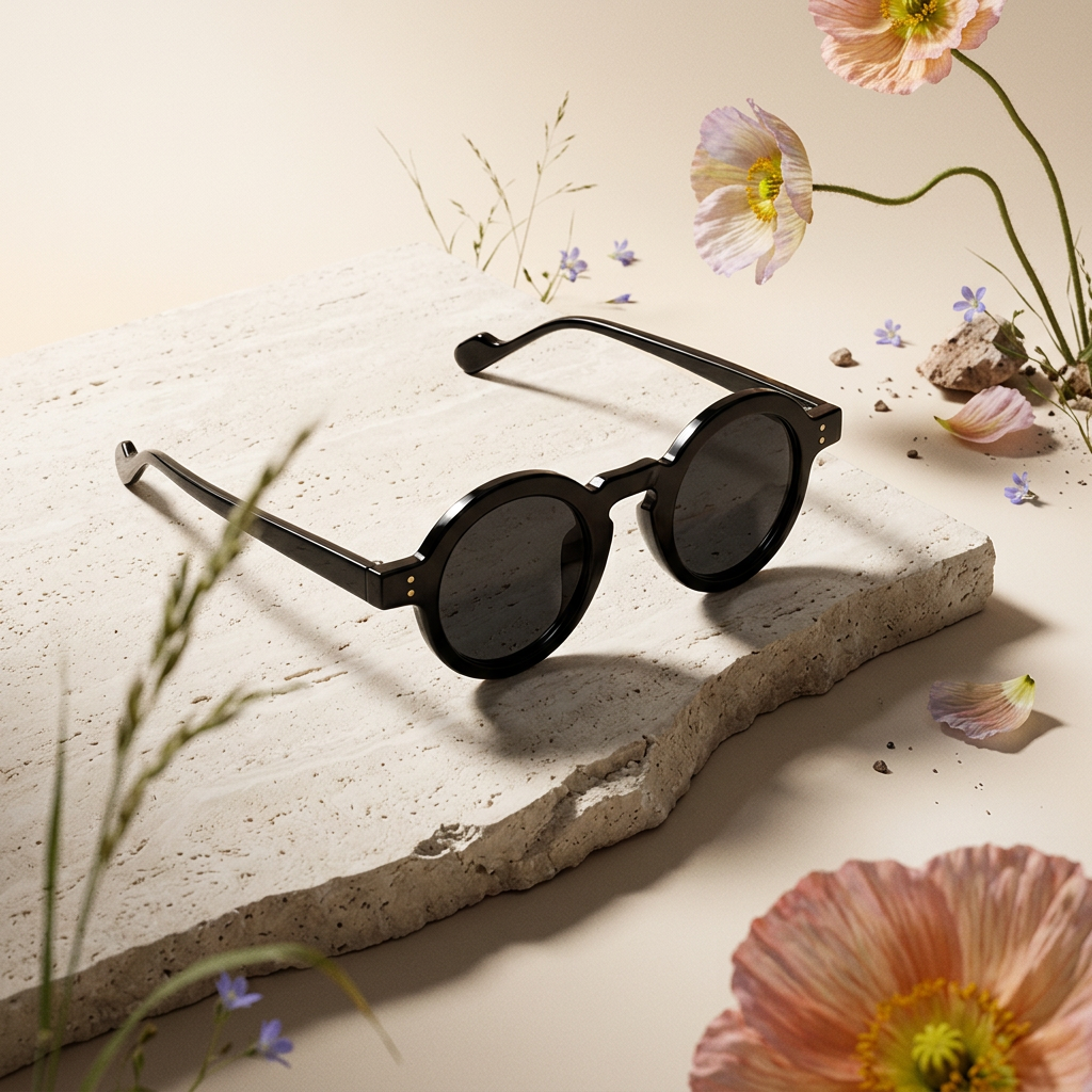 Raelia Golden Round Frame Sunglasses