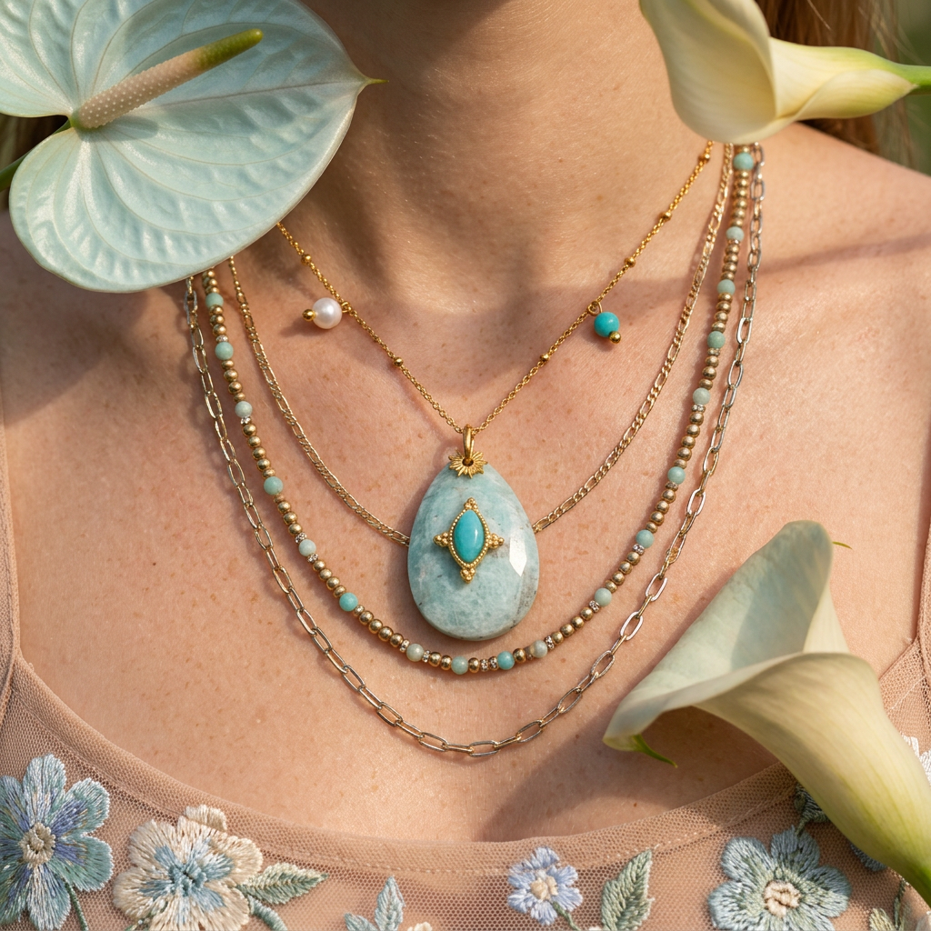 Rionia Golden Teardrop Pendant Necklace