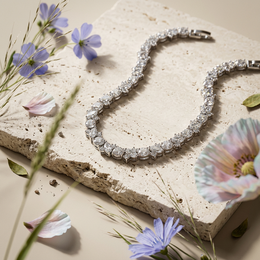 Thaelia Silver Cluster Chain Necklace