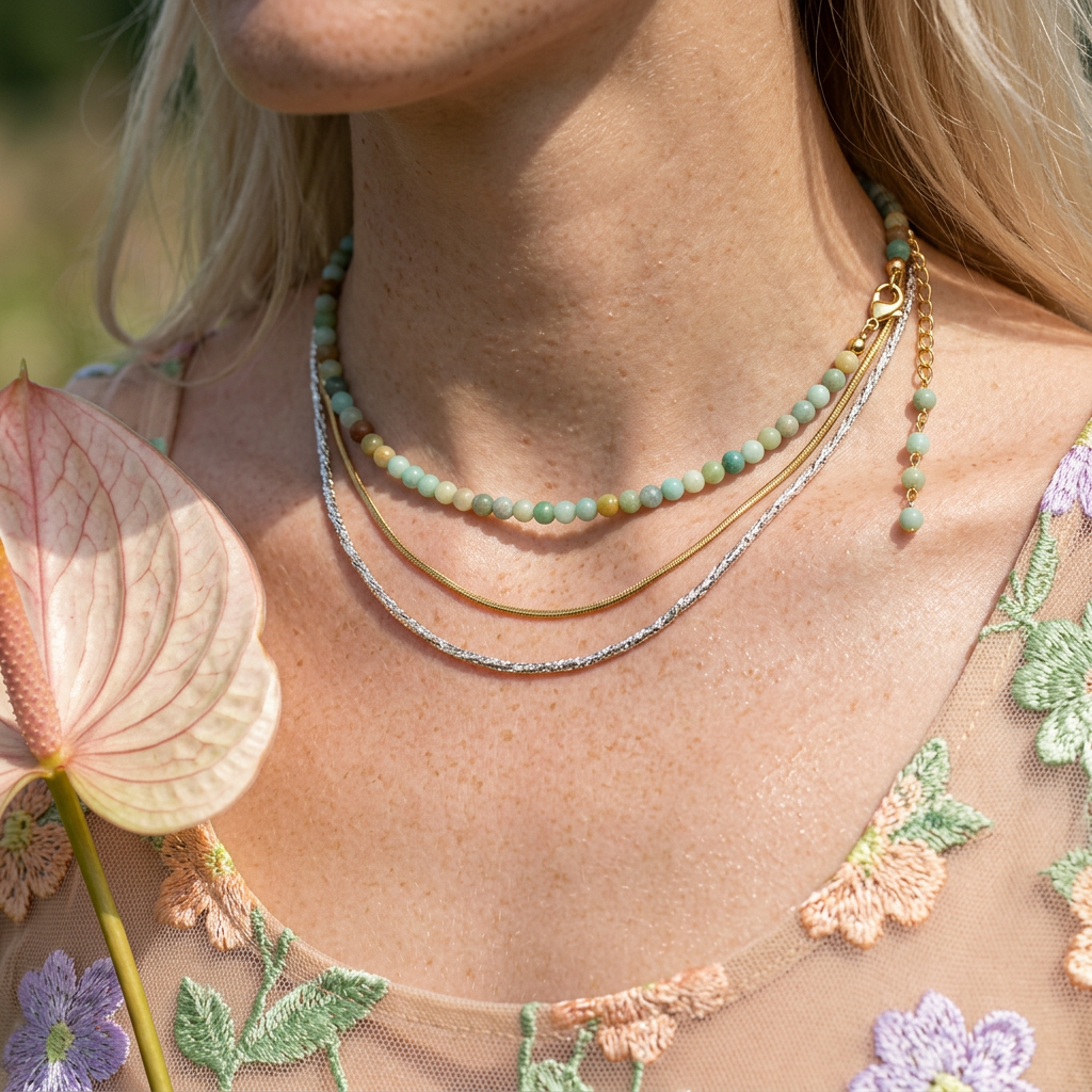 Veamia Silver Orb Strand Choker Necklace