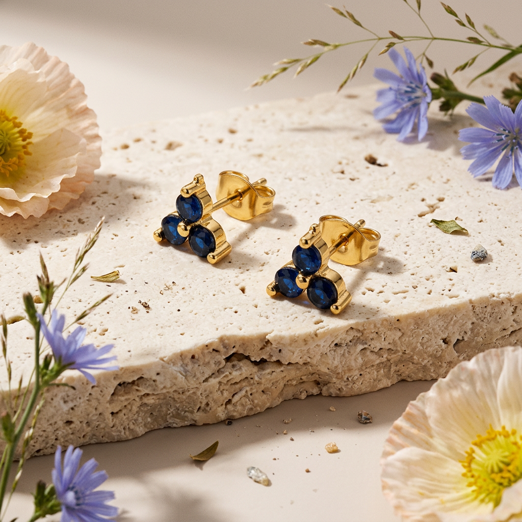 Zienia Golden Cluster Stud Earrings