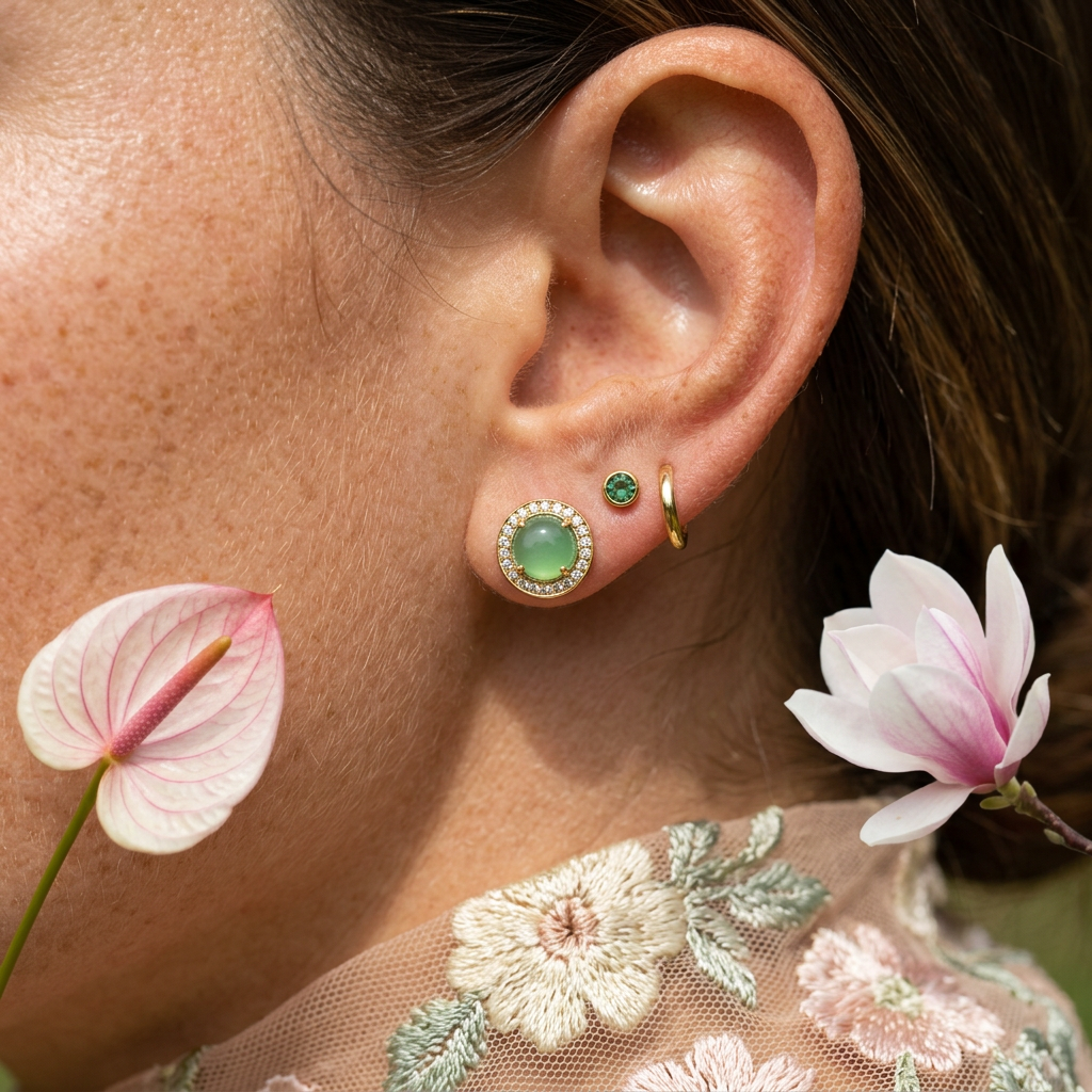 Zielia Golden Halo Stud Earrings
