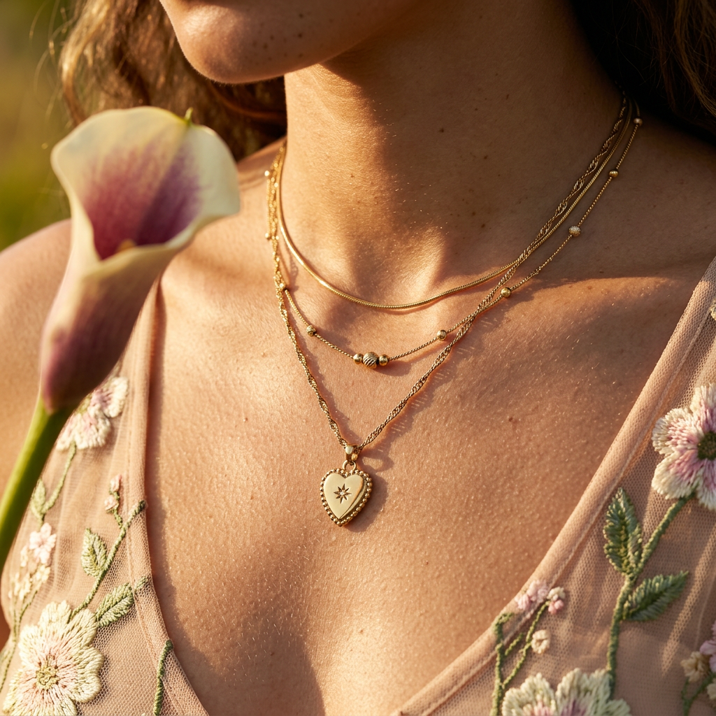 Vaelia Golden Heart Pendant Necklace