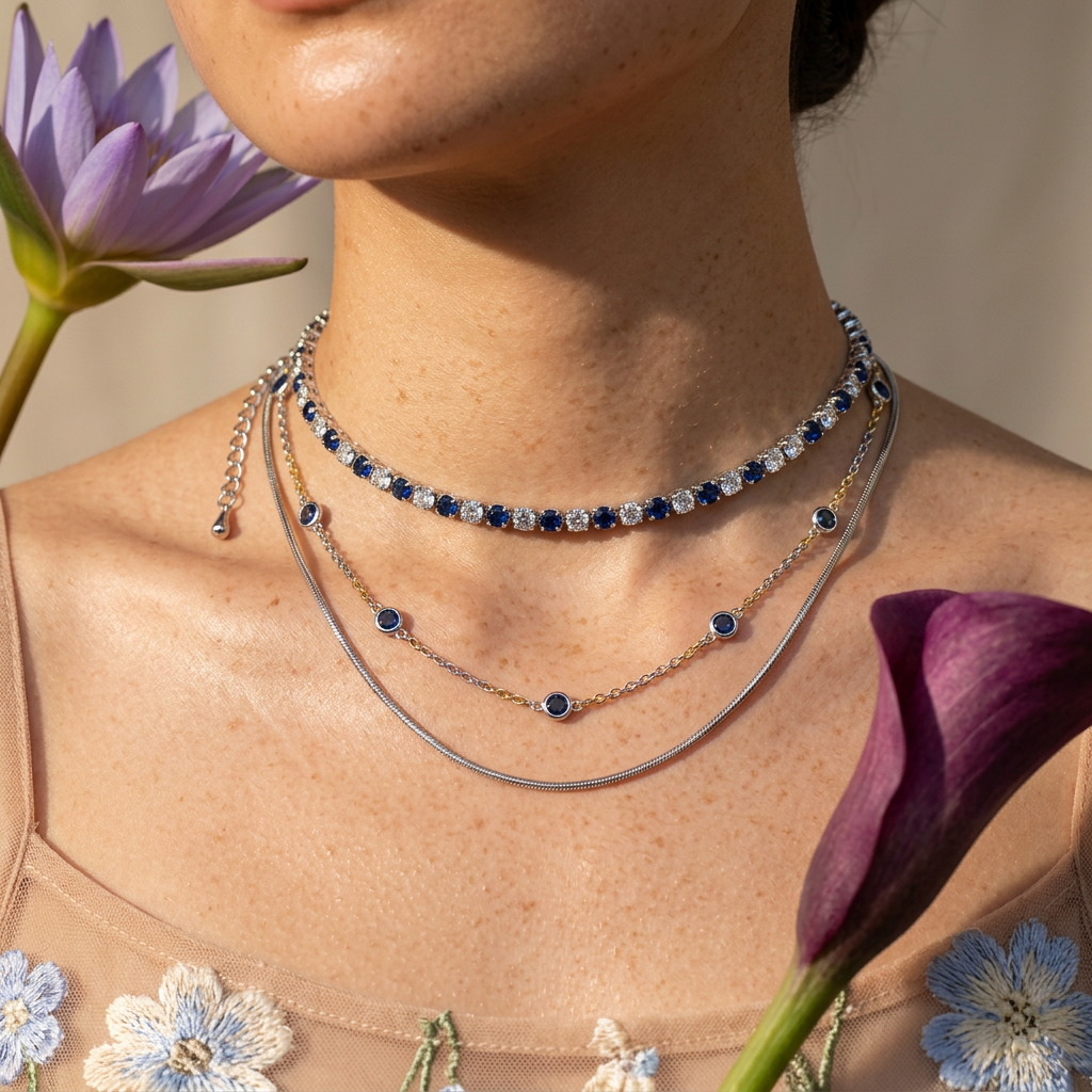 Vaelia Silver Chain Tennis Necklace