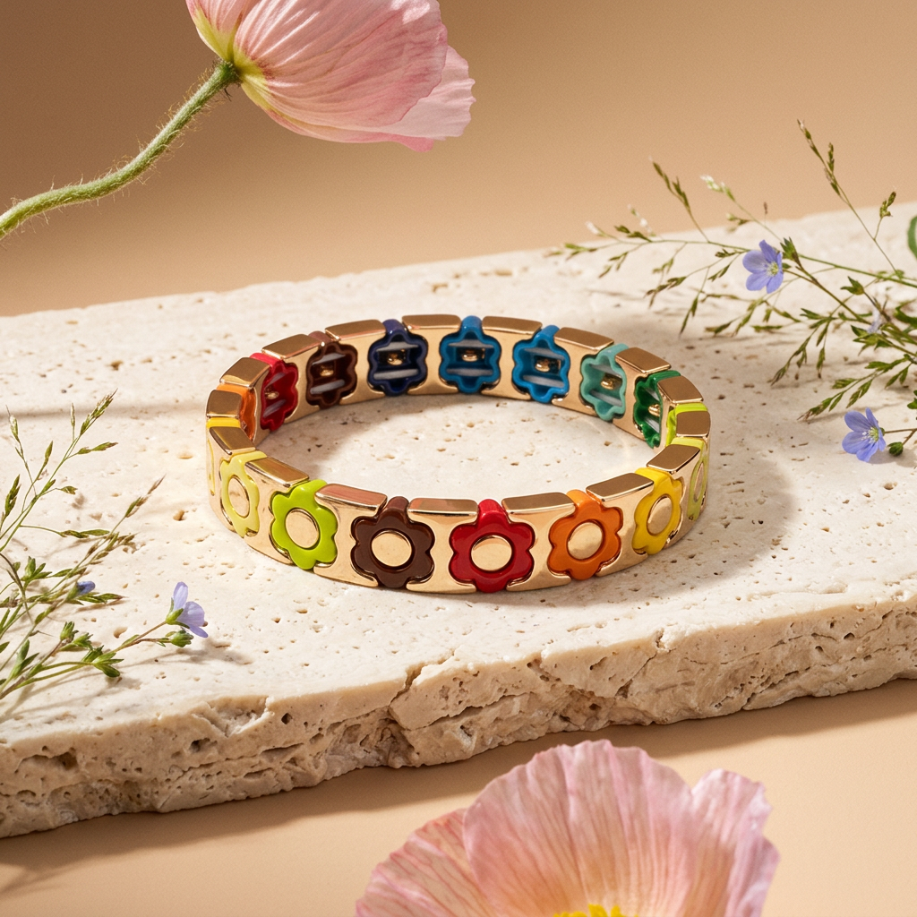 Ziolia Rose Gold Flower Link Bracelet