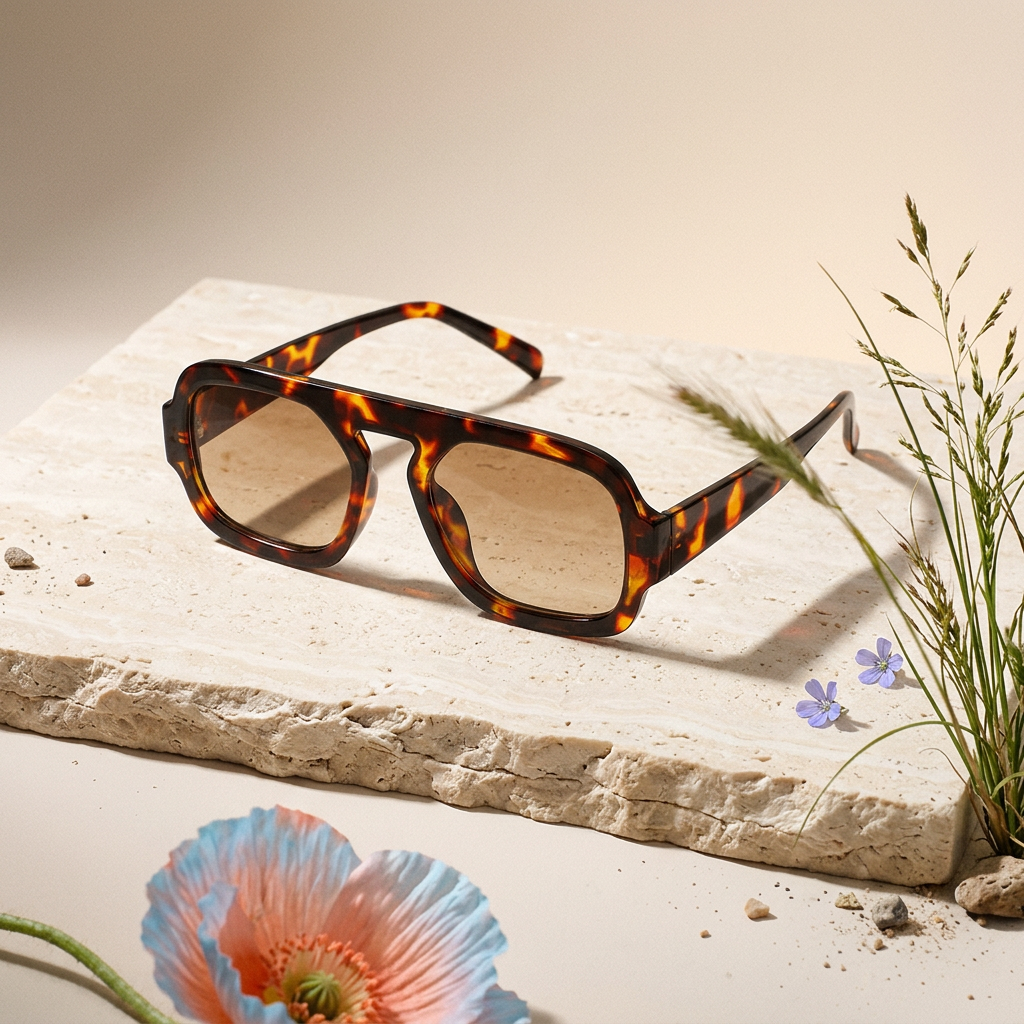 Veania Tortoise Square Frame Sunglasses