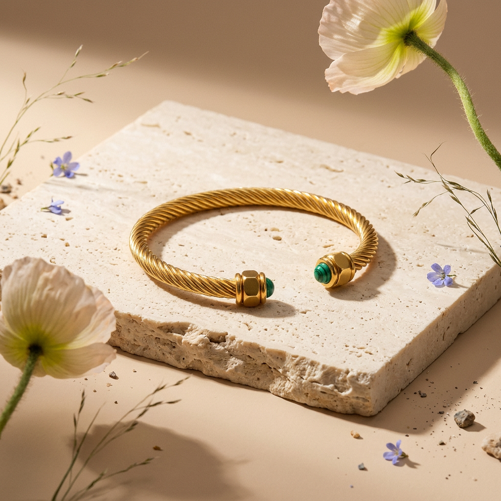 Laevia Golden Orb Cuff Bracelet