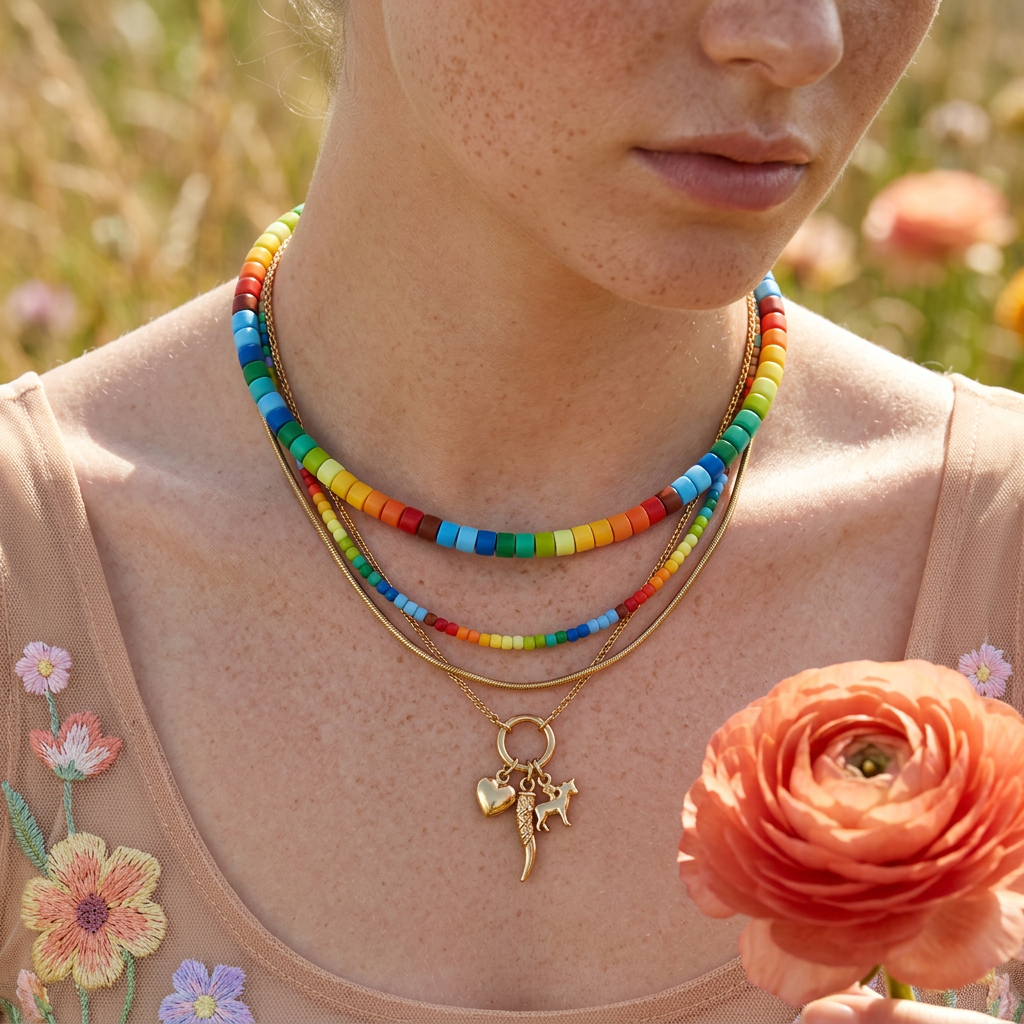 Liovia Golden Disc Strand Necklace