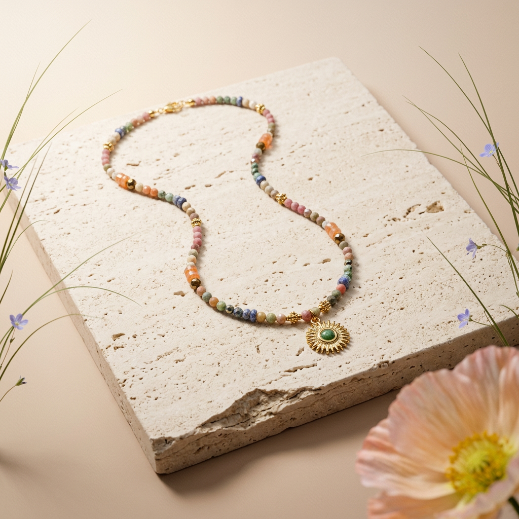 Raevia Golden Disc Pendant Necklace