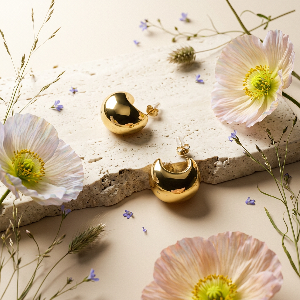 Liora Golden Crescent Huggie Earrings