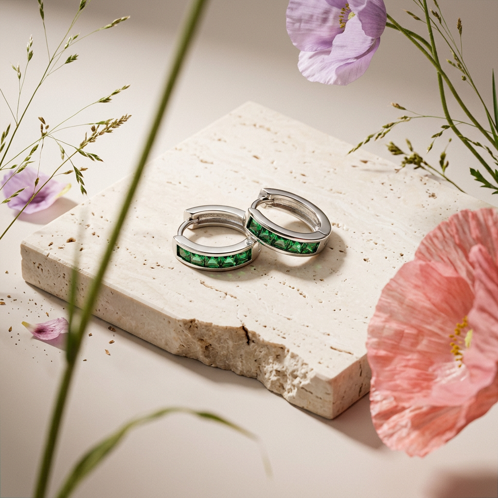 Thaevia Silver Halo Huggie Earrings