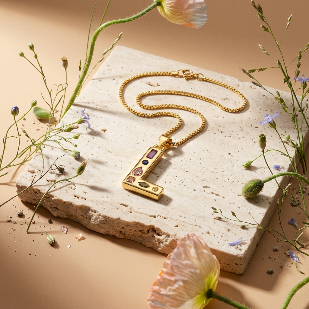 Gialia Golden Bar Pendant Necklace
