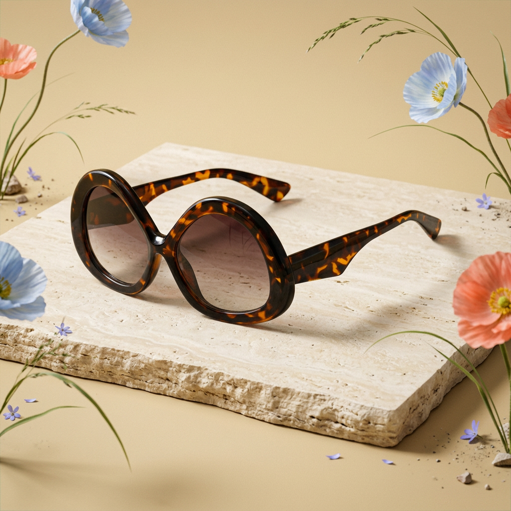 Laenia Tortoise Round Frame Sunglasses