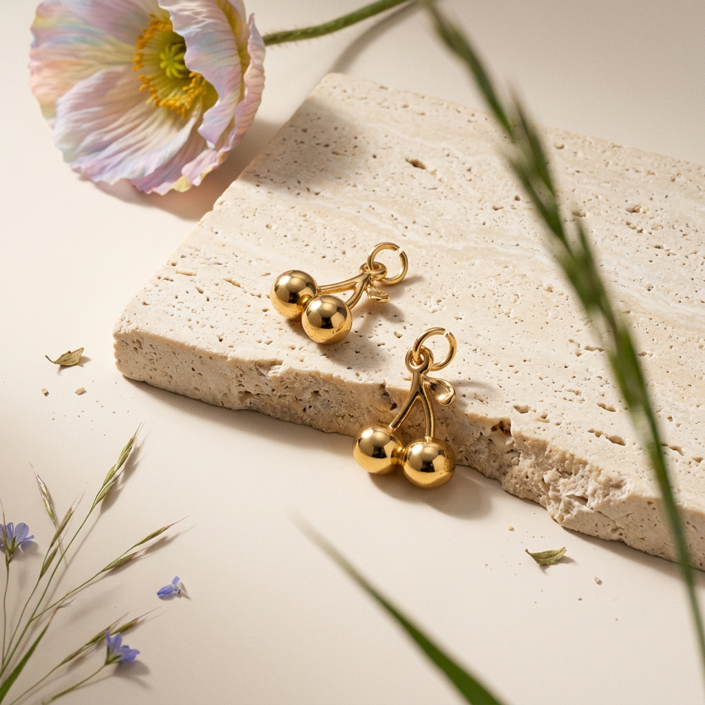 Liosia Golden Cherry Drop Earrings