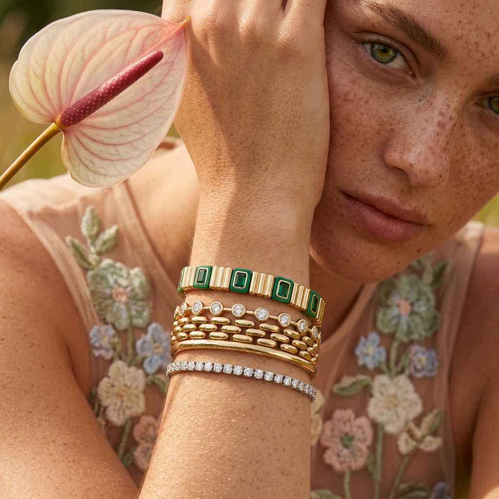 Vaennia Golden Bar Link Bracelet