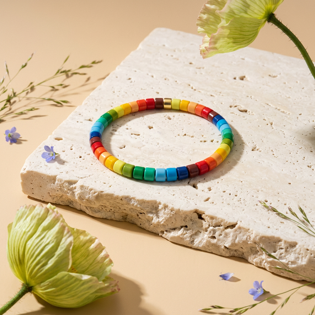 Vionia Acrylic Disc Bead Bracelet
