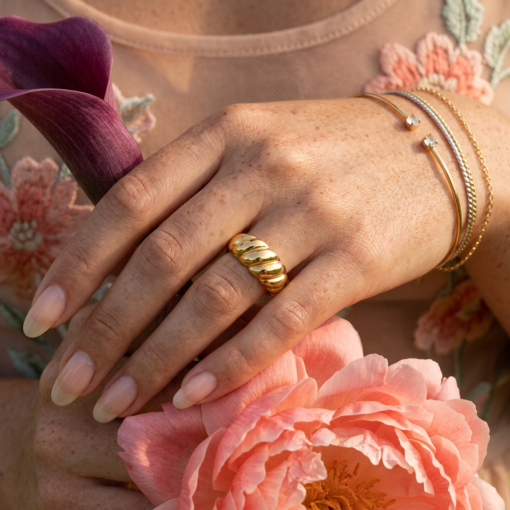 Maesia Golden Knot Band Ring