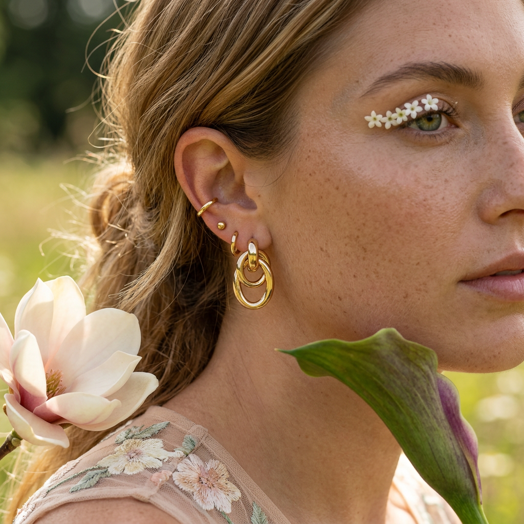 Viania Golden Knot Drop Earrings