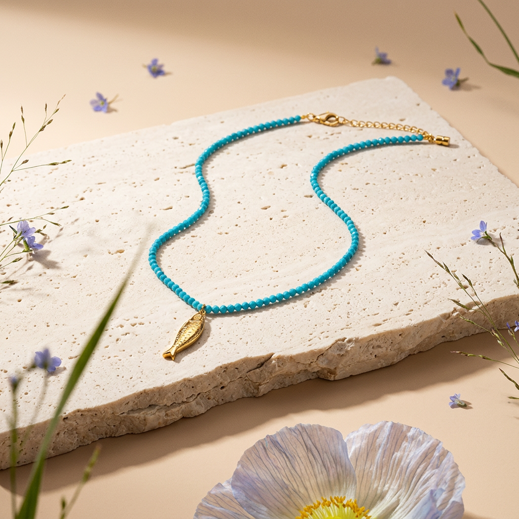 Vealia Golden Fish Drop Pendant Necklace