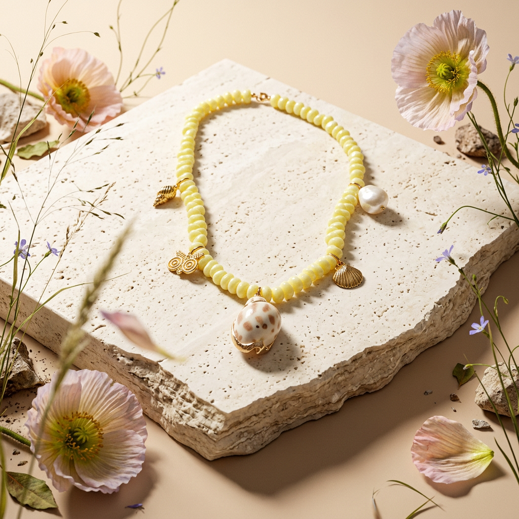 Leonia Golden Shell Drop Pendant Necklace