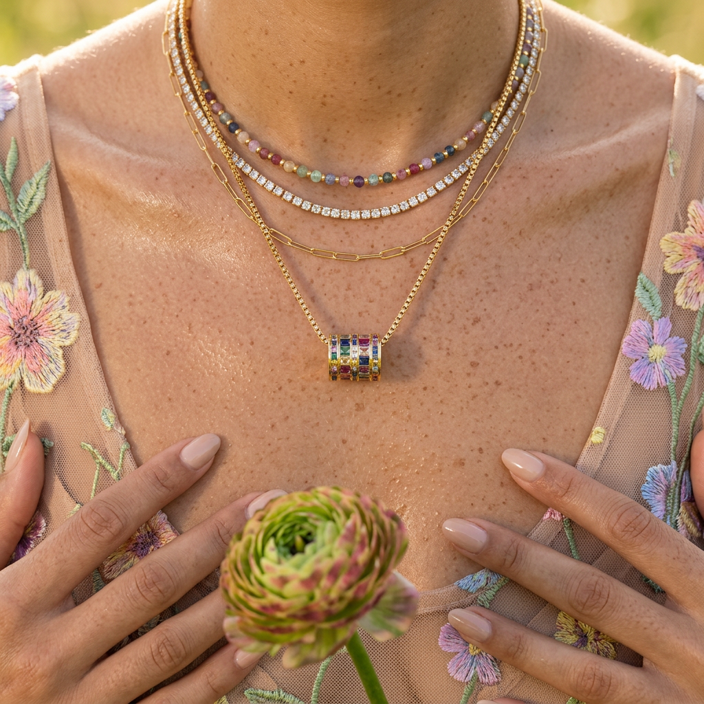 Zaephia Golden Bar Pendant Necklace
