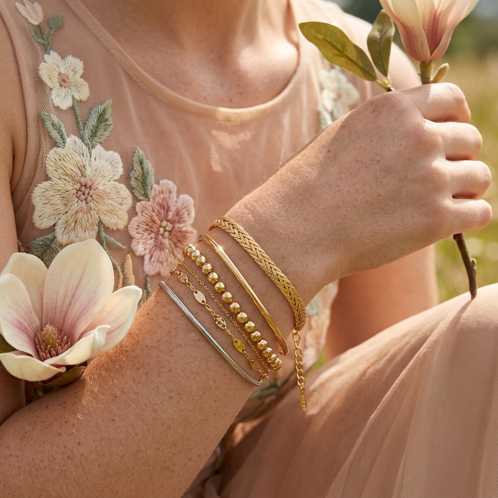 Giolea Golden Braided Chain Bracelet