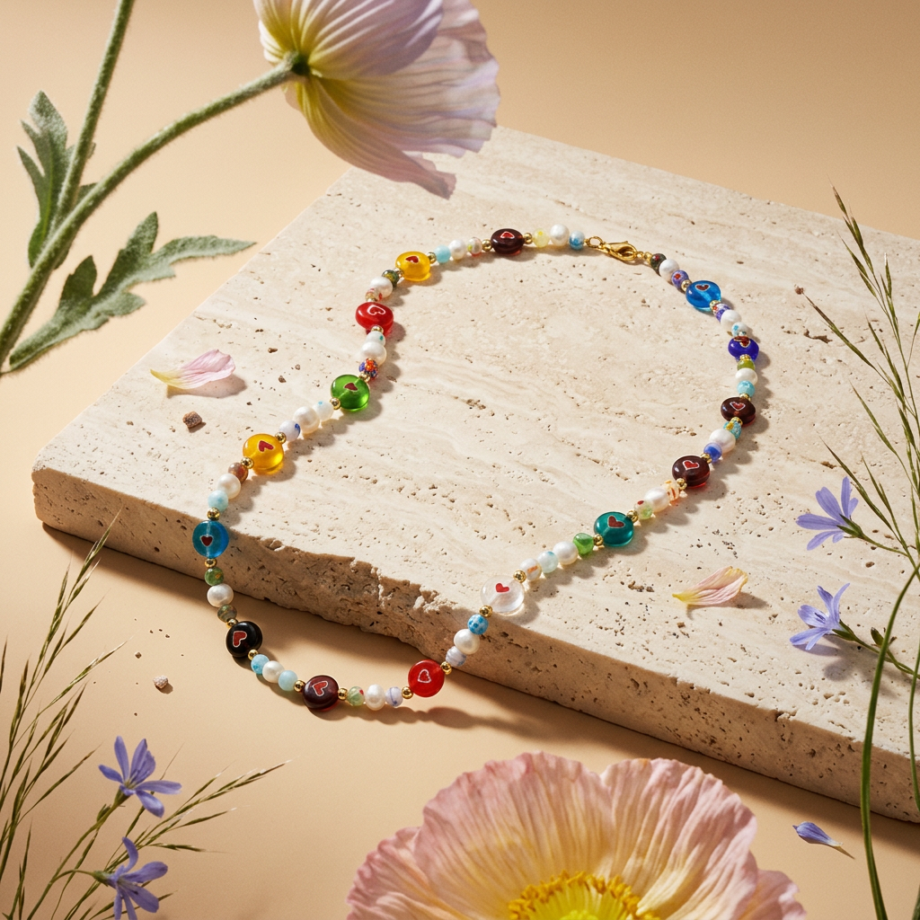 Zaevia Golden Heart Disc Choker Necklace
