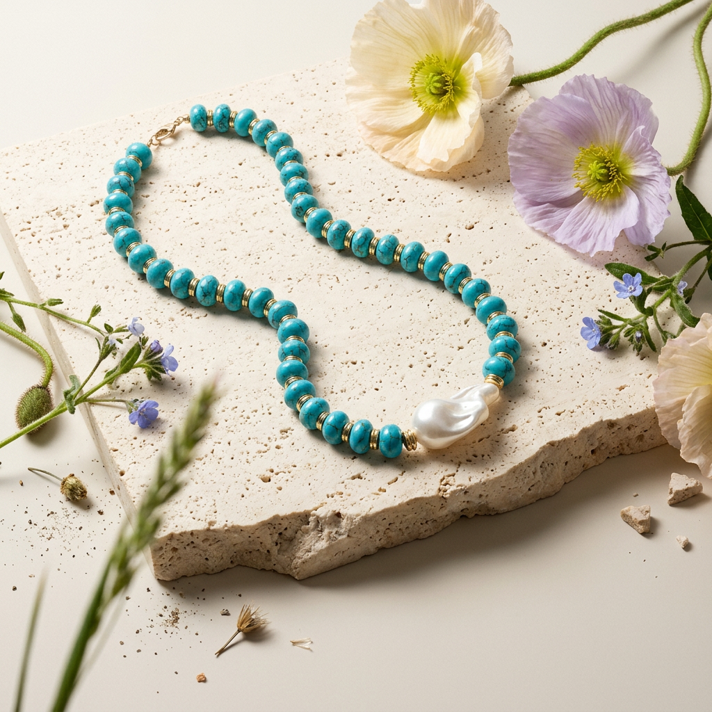 Naevia Golden Pearl Pendant Necklace