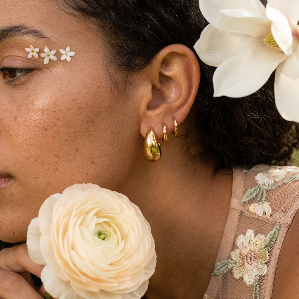 Zaelia Golden Teardrop Huggie Earrings