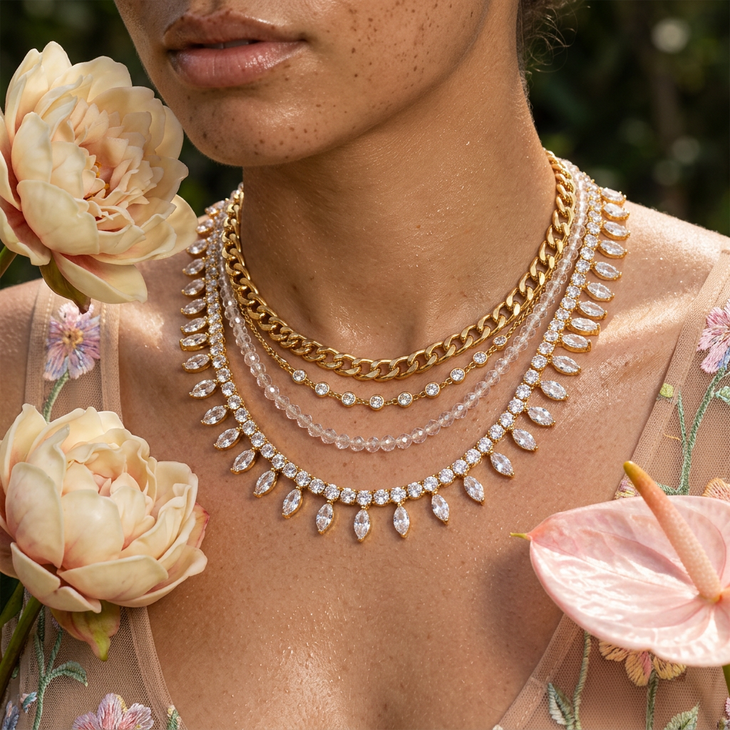 Thaeolia Golden Drop Choker Necklace