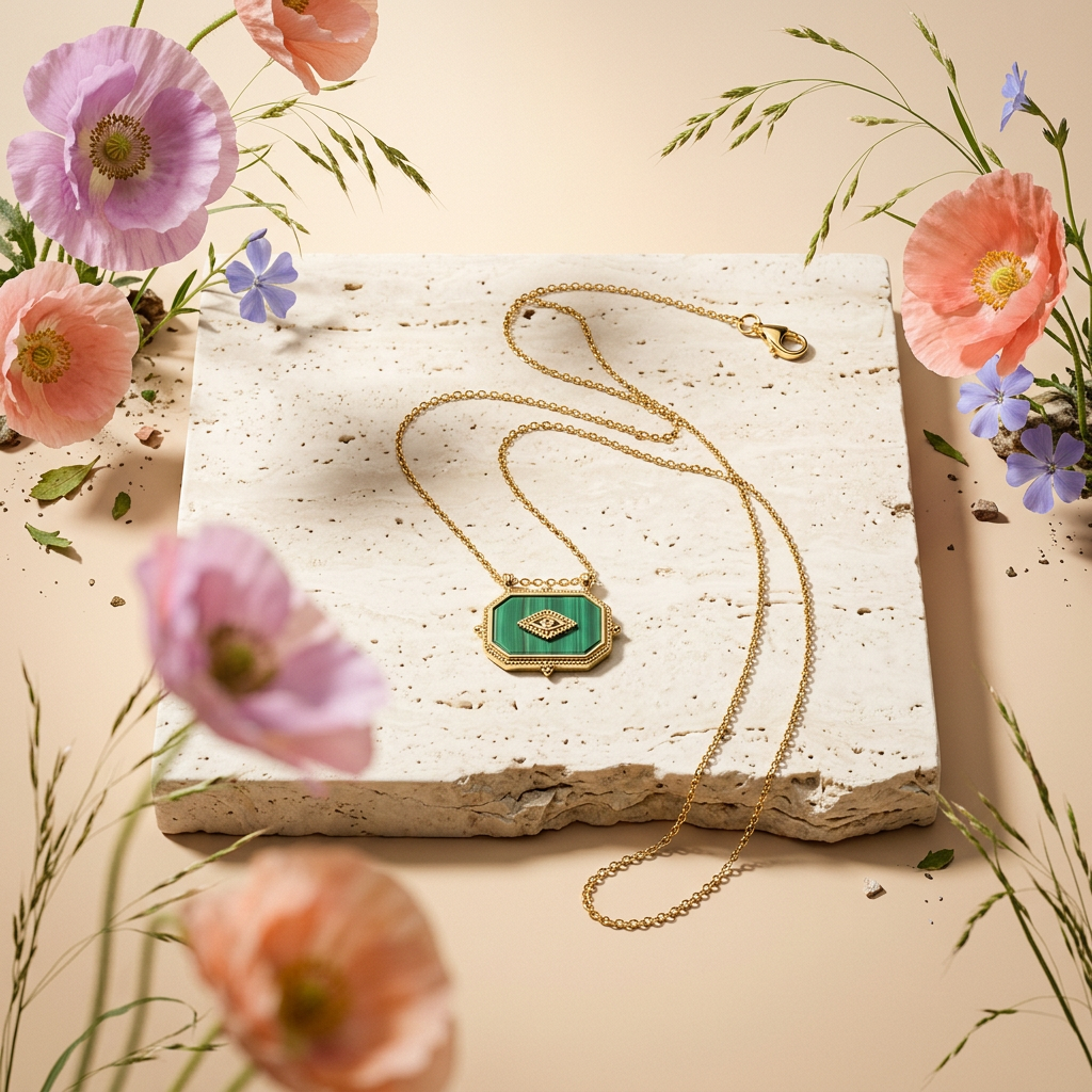 Zaephia Golden Octagon Pendant Necklace