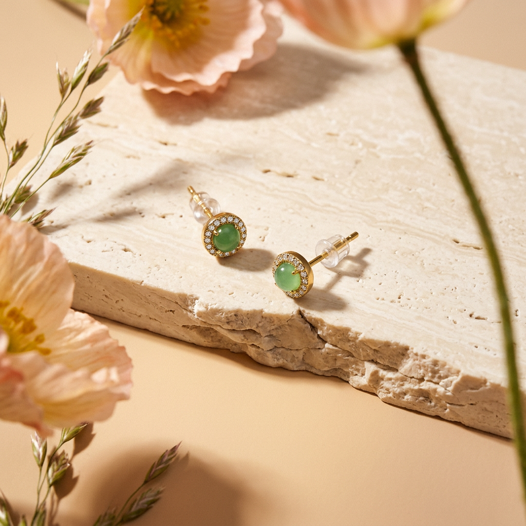 Zielia Golden Halo Stud Earrings