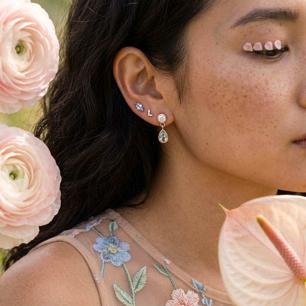 Raevia Rose Gold Teardrop Stud Earrings