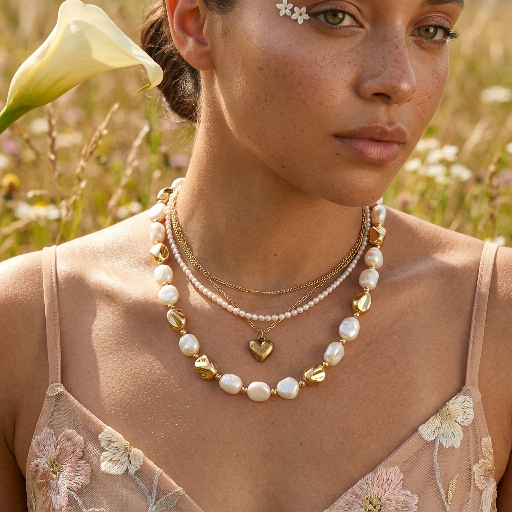 Laenia Golden Pearl Strand Necklace