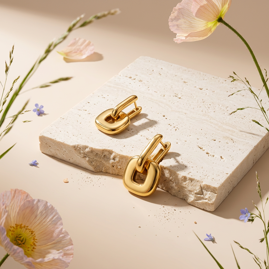 Riolia Golden Chain Huggie Earrings