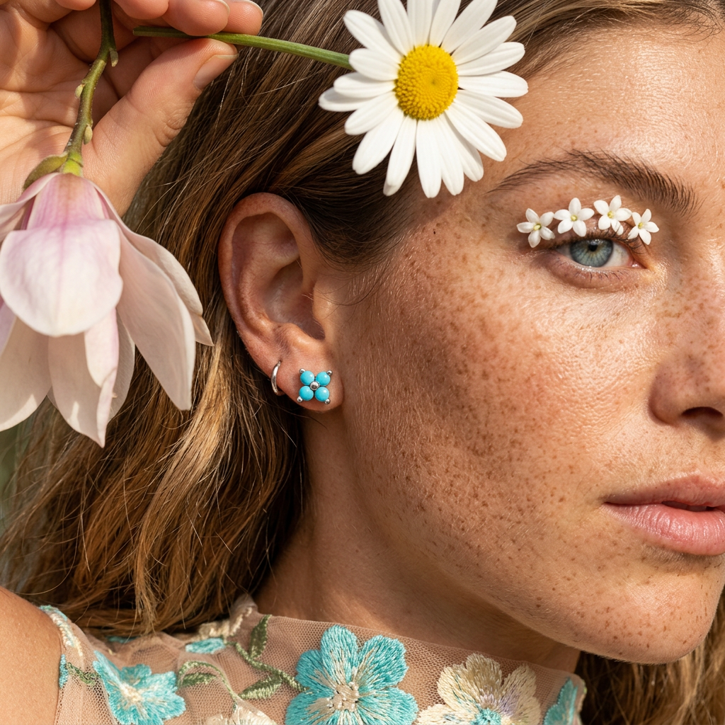 Thaelia Silver Flower Stud Earrings