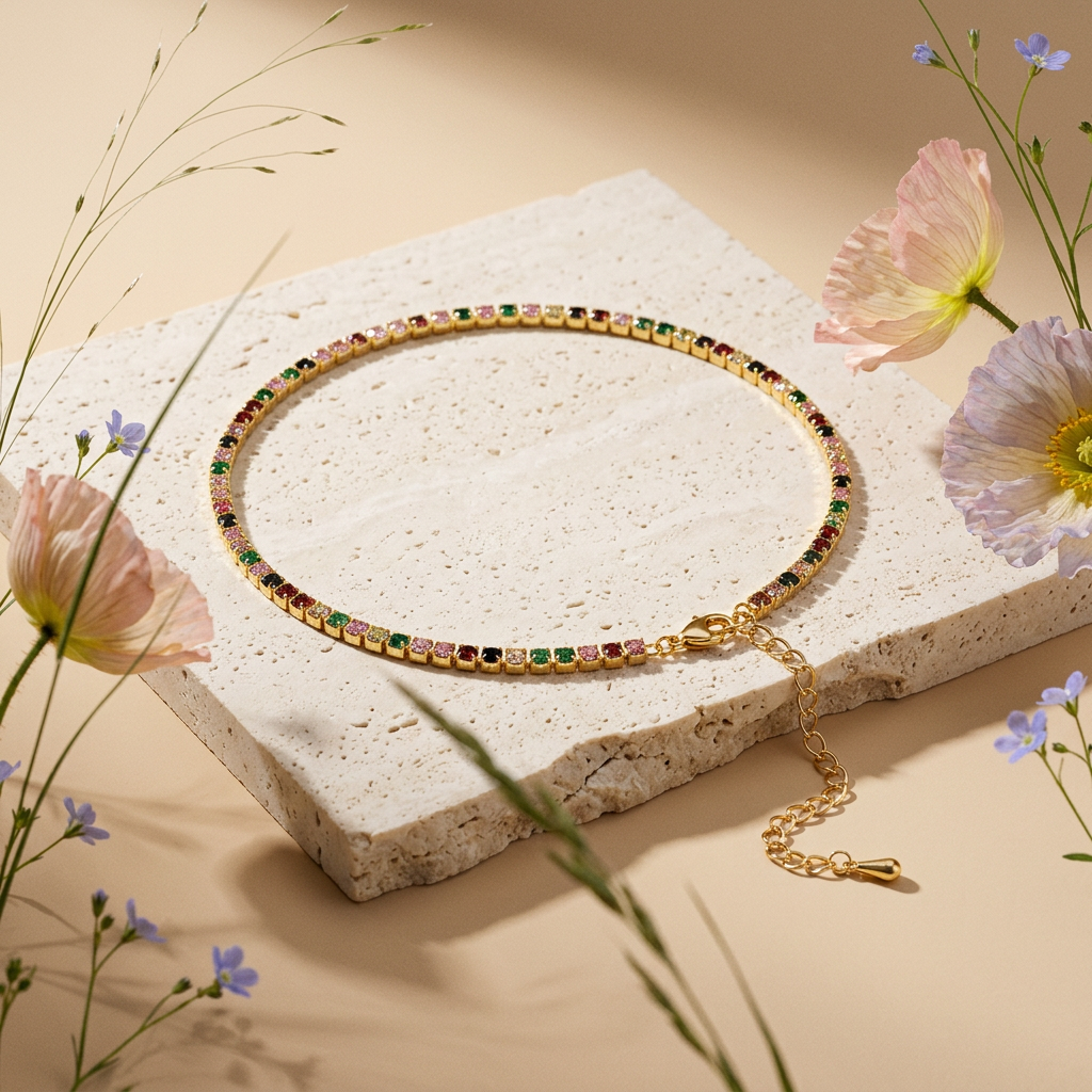 Gaelila Golden Orb Tennis Necklace