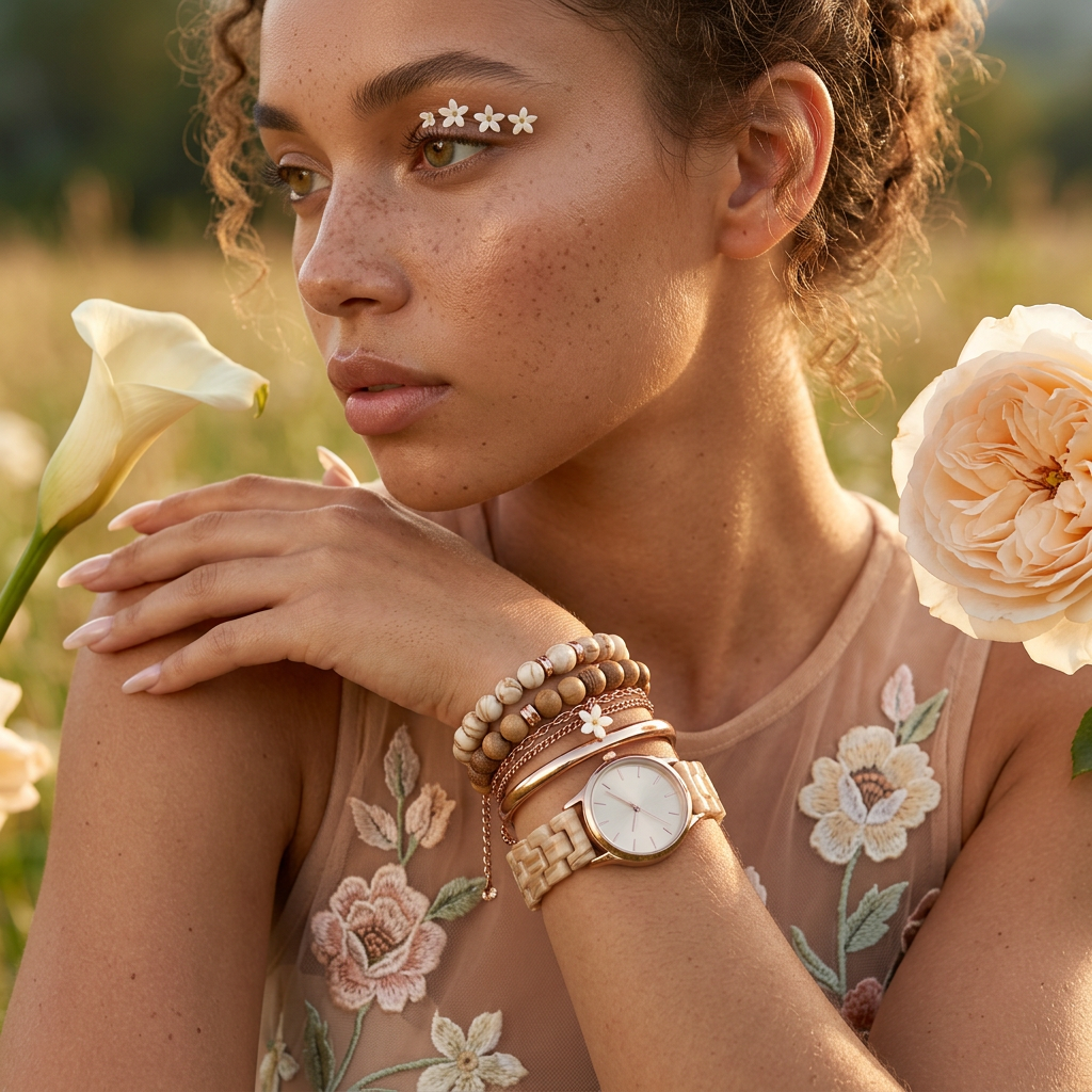 Maelia Rose Gold Link Band Watch