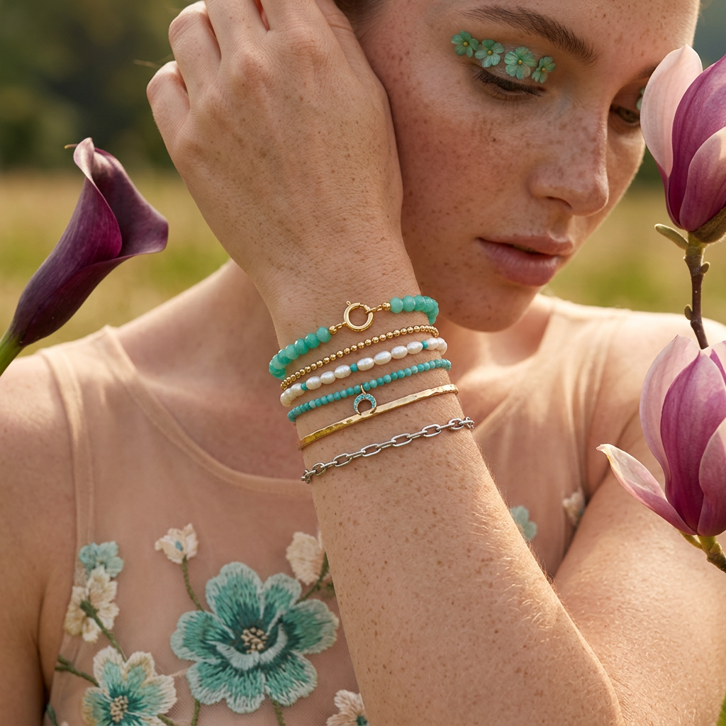 Virelia Golden Orb Strand Bracelet