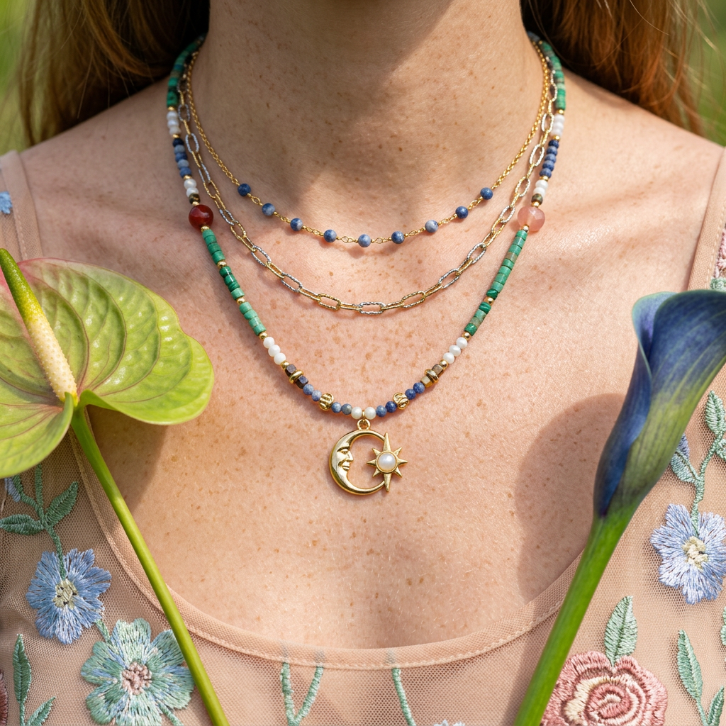Kuelia Golden Crescent Pendant Necklace