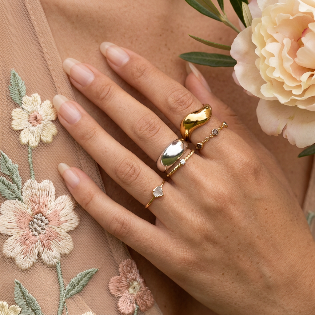 Naelia Golden Disc Signet ring.
