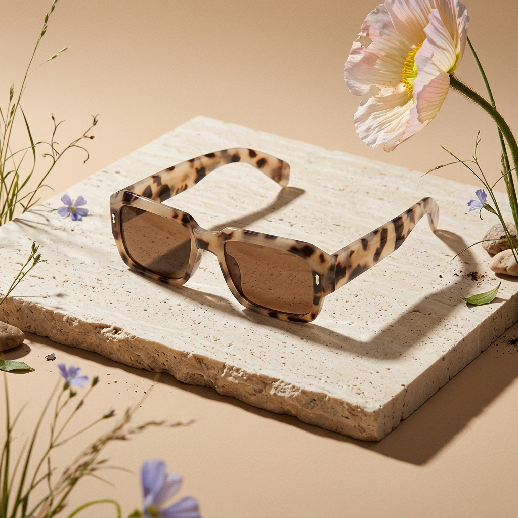 Maelia Tortoise Square Acetate Frame Sunglasses