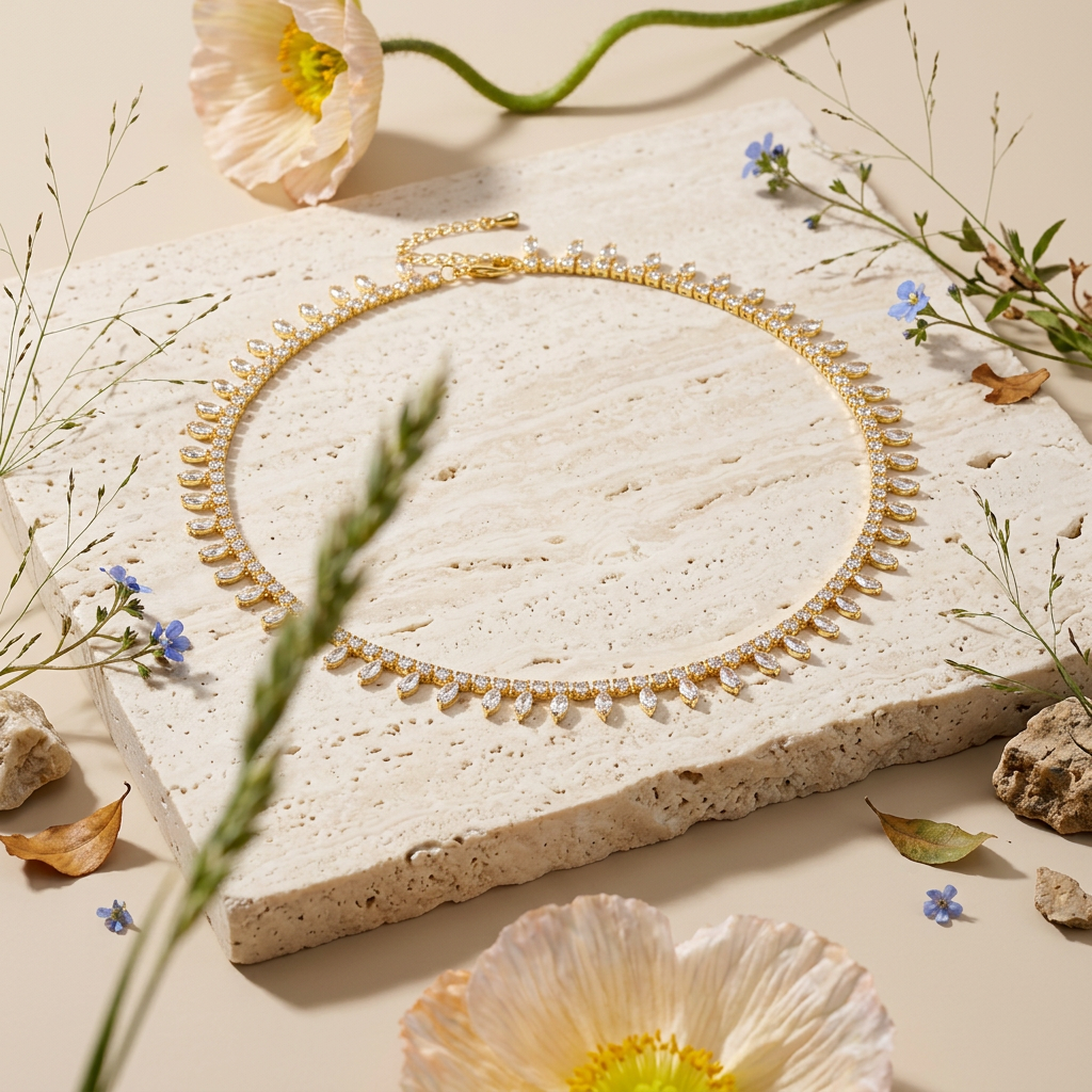 Thaeolia Golden Drop Choker Necklace