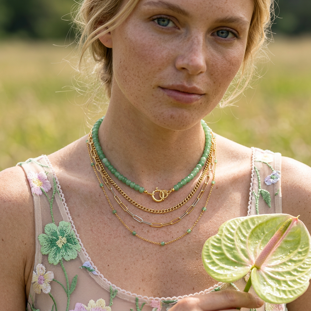 Vealia Golden Bead Strand Necklace