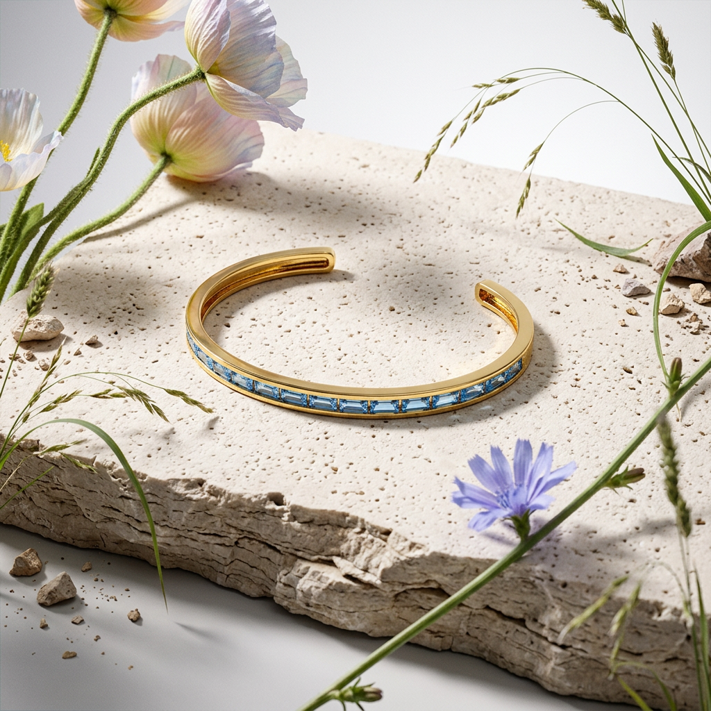 Vaelia Golden Bar Cuff Bracelet