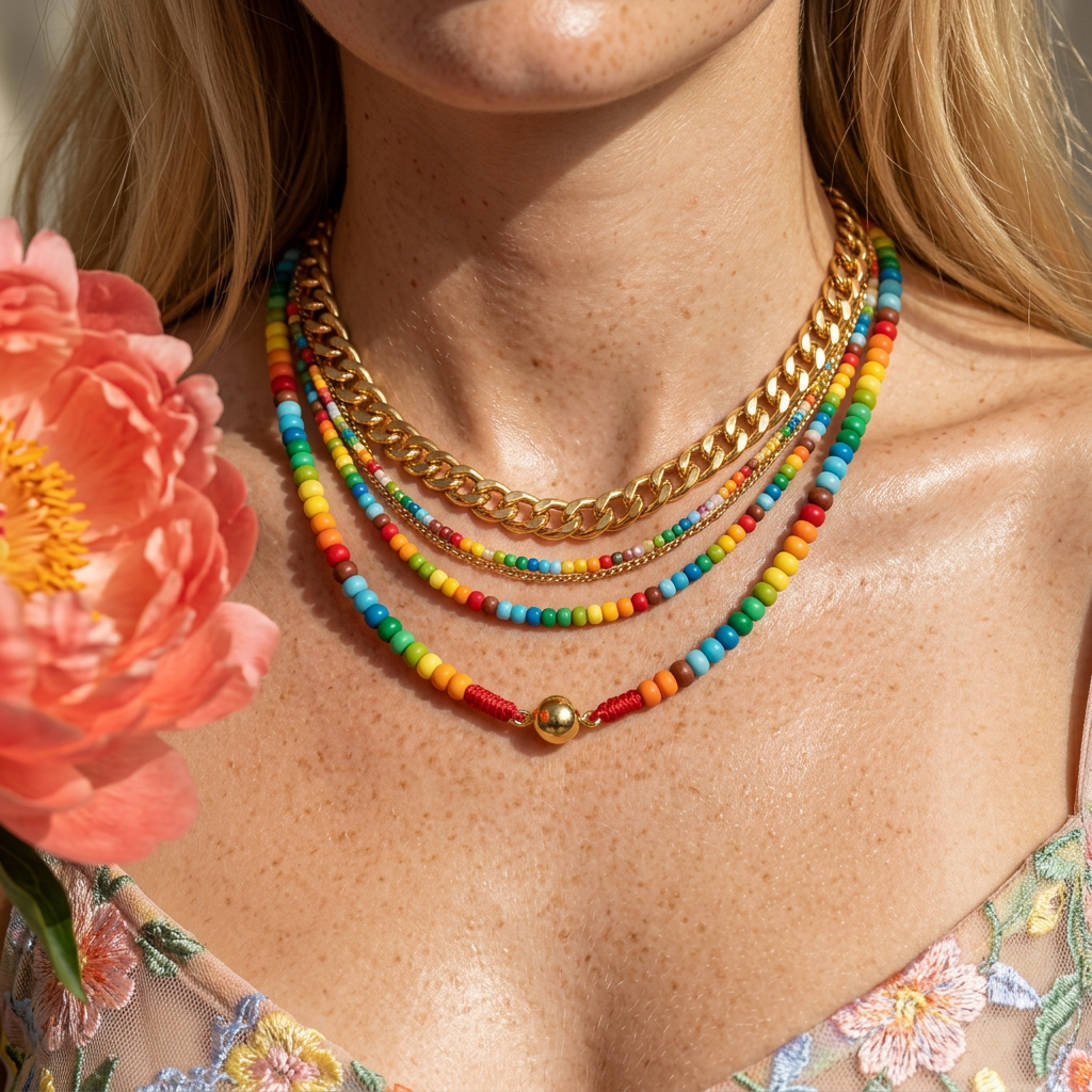 Zeonia Golden Disc Strand Necklace