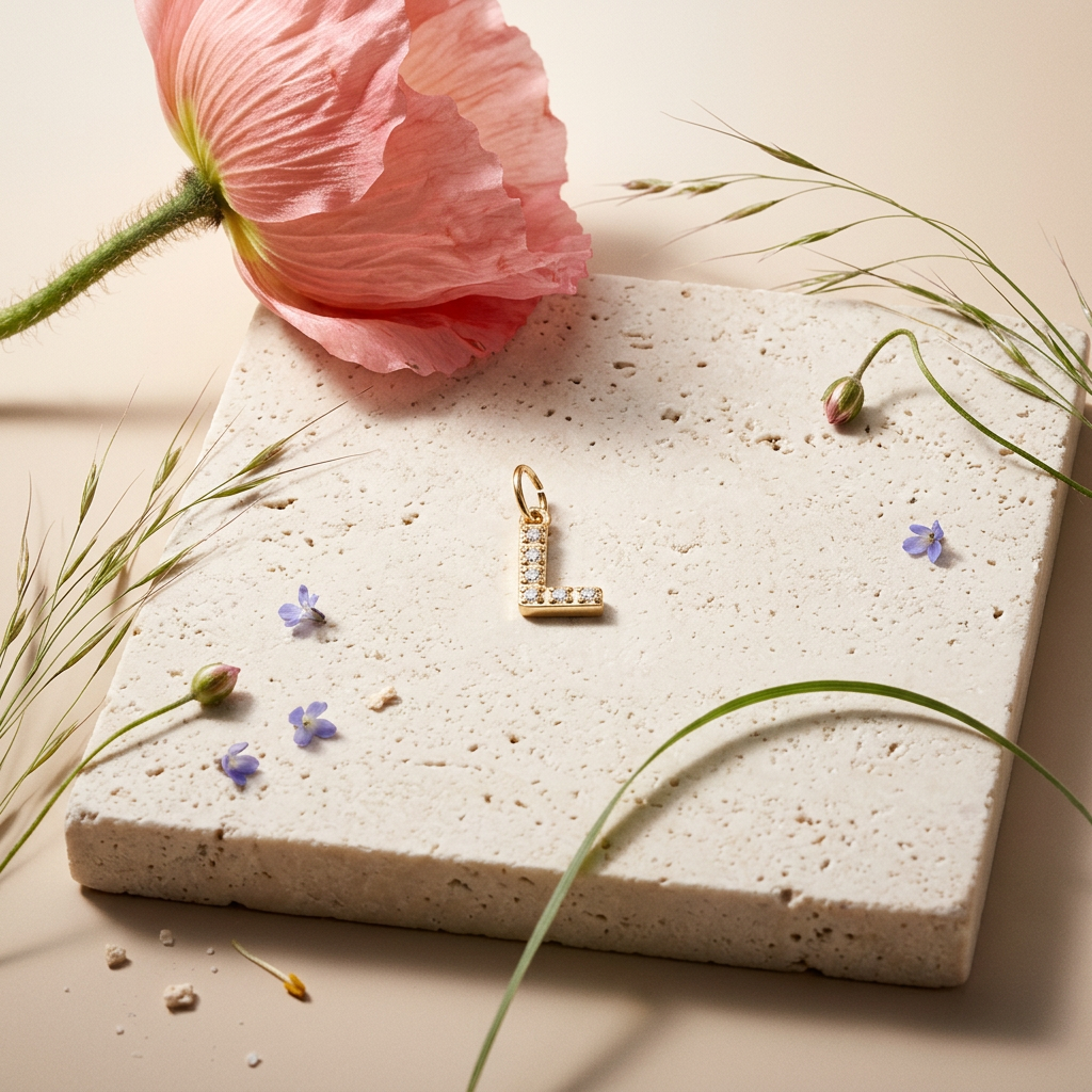 Raevia Golden "L" Letter Pendant Charm