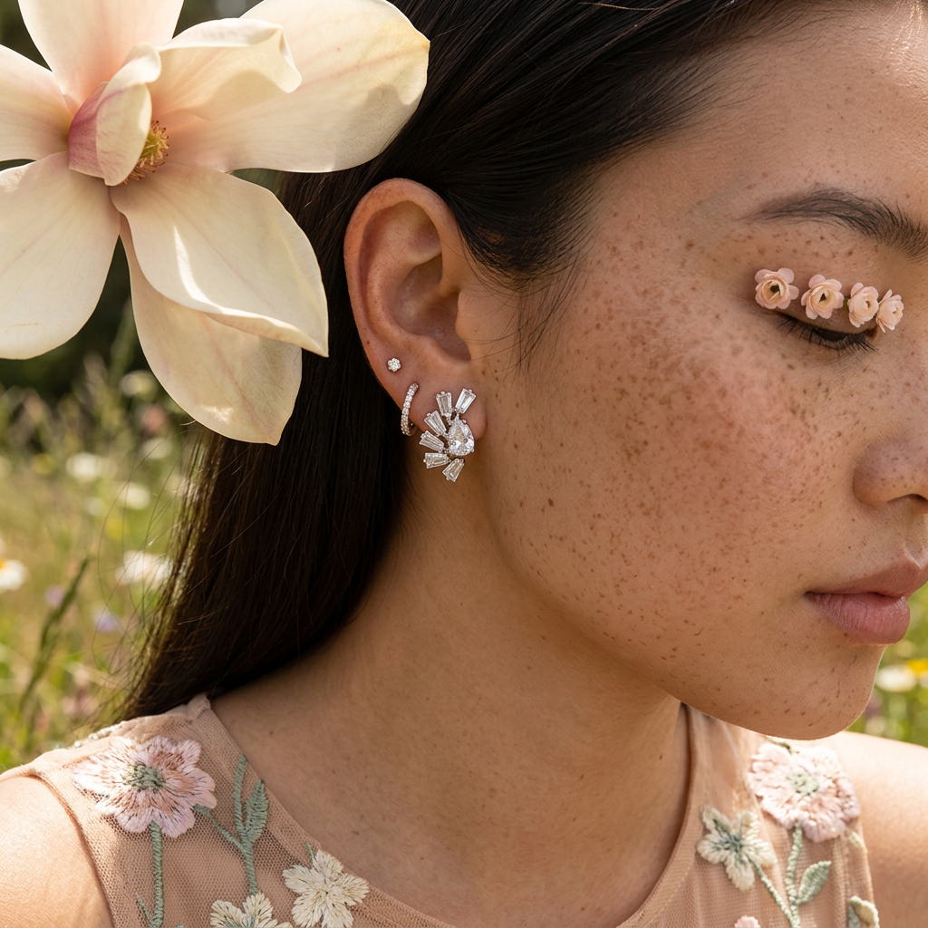 Nealia Silver Cluster Stud Earrings